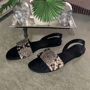 Zara Snakeskin Print Flat Strap Sandal